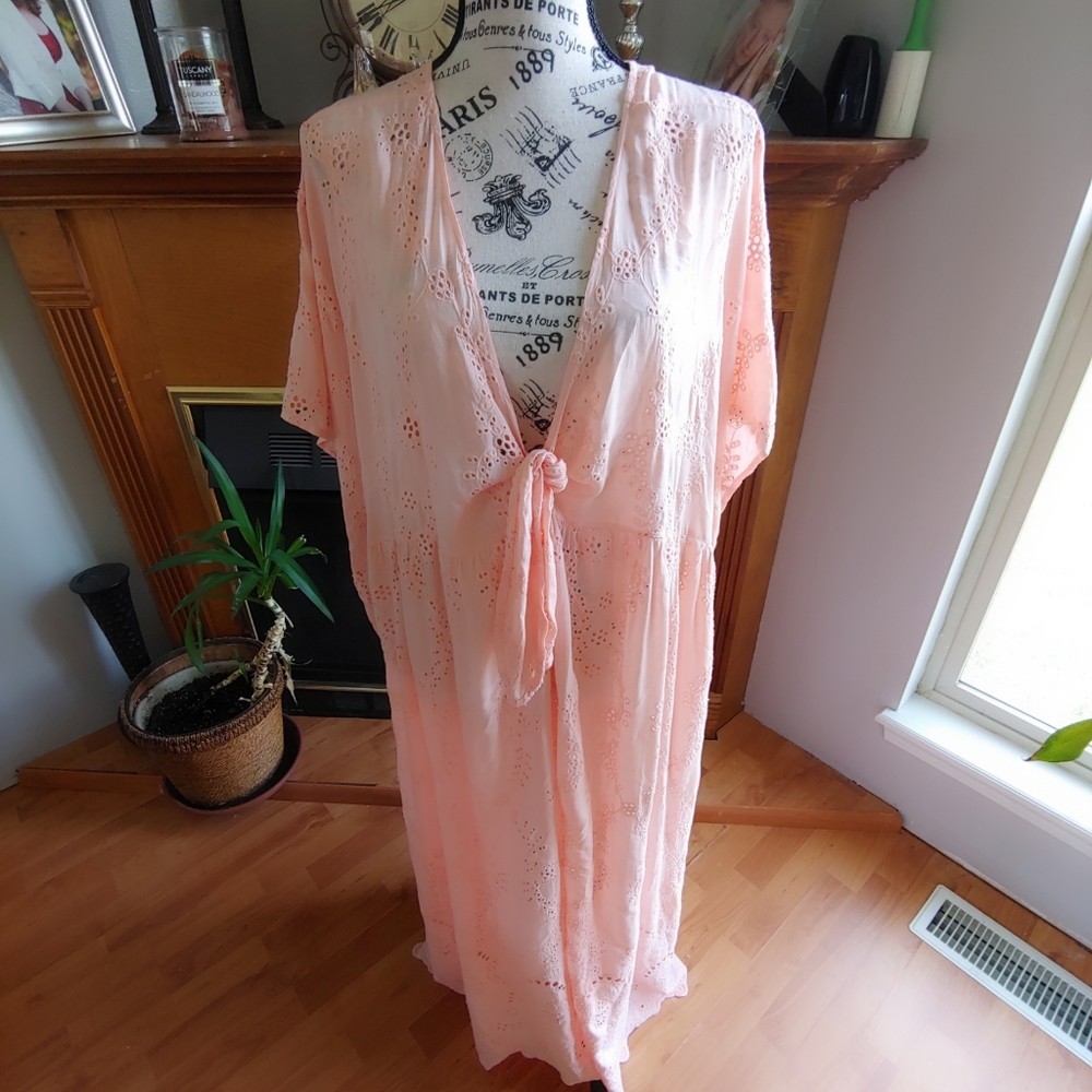 Young Fabulous & Broke Eyelet Lace Peach Dress
